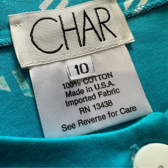 VTG 80s 90s Geometric Patterned Bright Blue Shirt & Skirt Set NWT - Picture 6 of 6